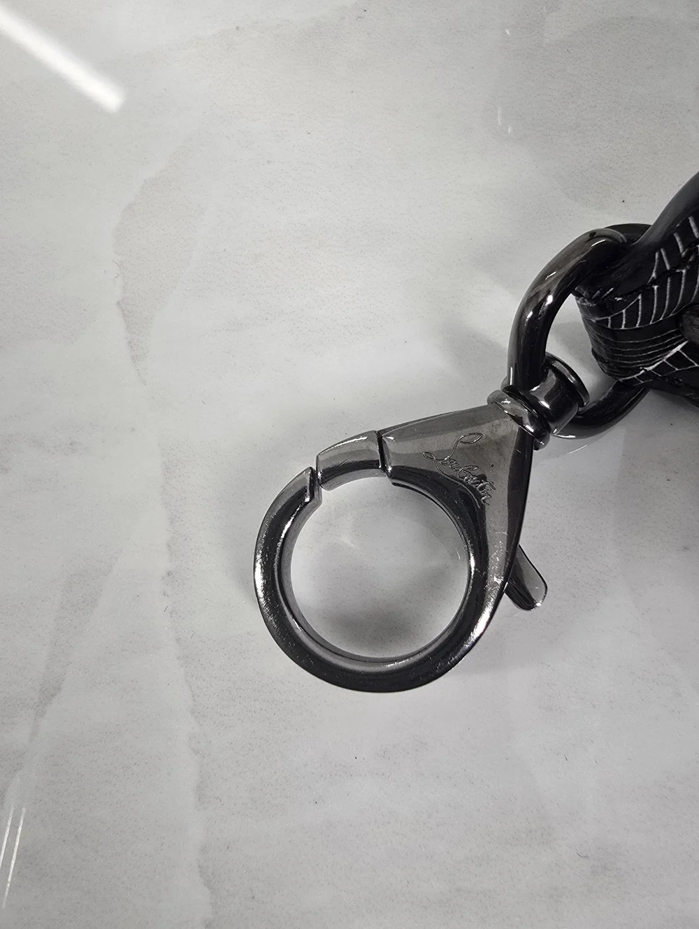 Christian Louboutin Black Embossed Leather Chain Shoulder Bag - Picture 6 of 14